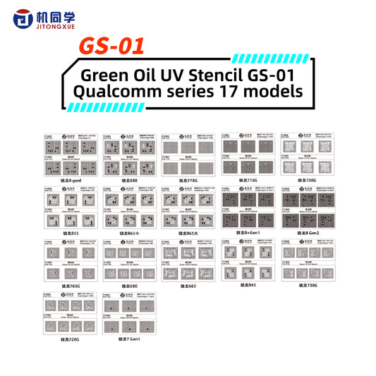 Green Oil UV Stencil GS-01 Qualcomm series 17 models