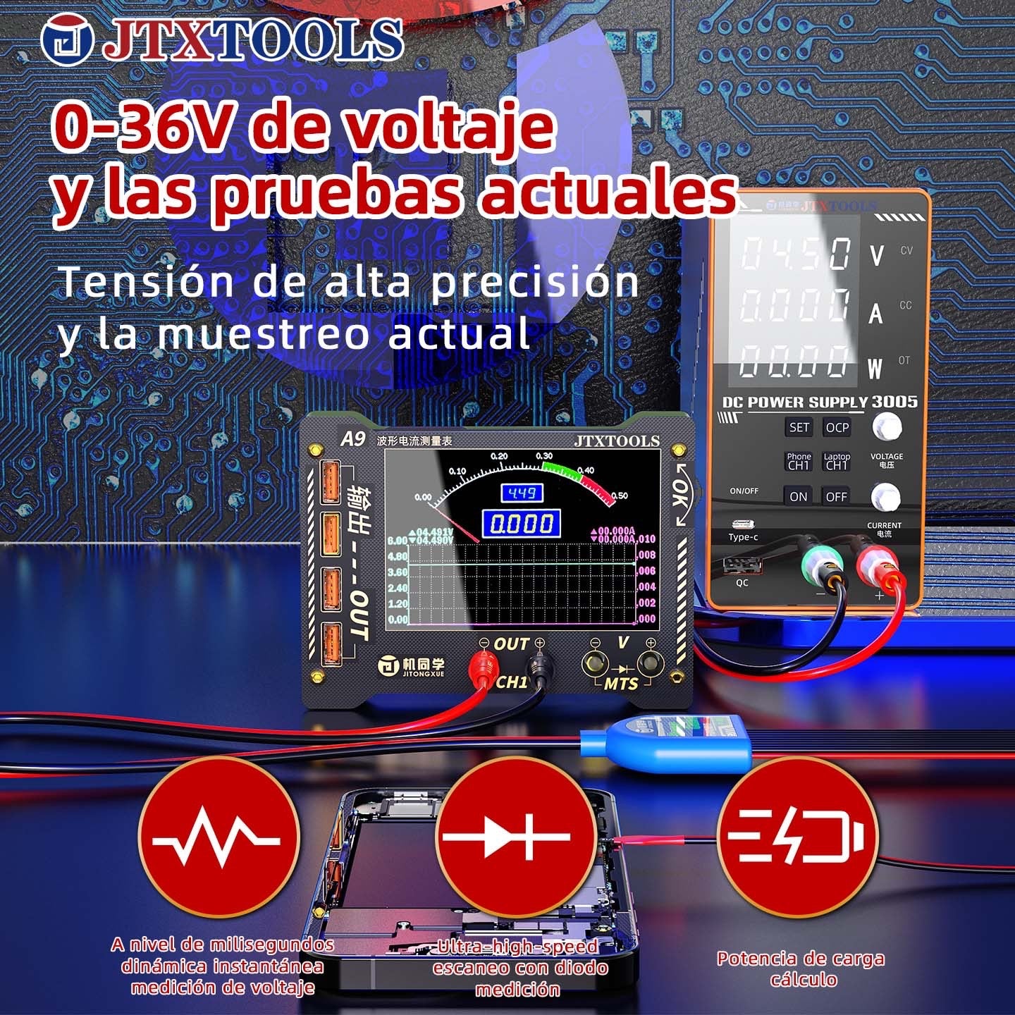 A9 Medidor de medición multifunción de forma de onda