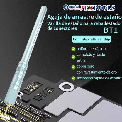 BT-1 Barra de soldadura para reballing de conectores Juego de agujas para arrastrar estaño