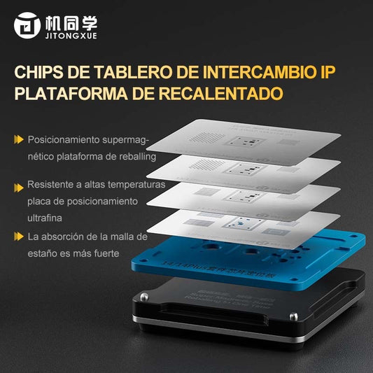 Plataforma de reballing de chips de placa de intercambio iP SET (10 modelos azules + 11 plantillas + 1 base)