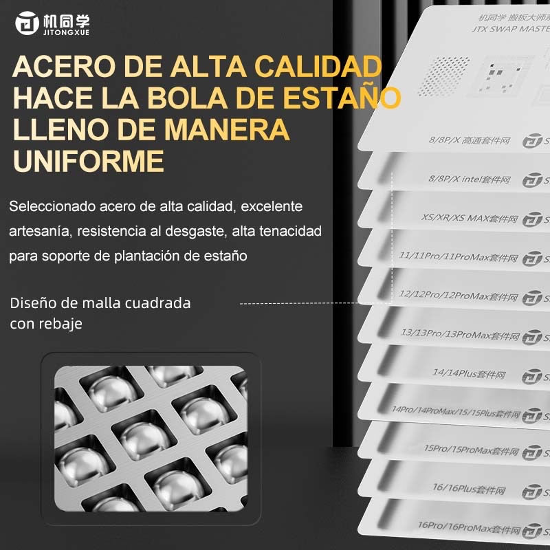 Plataforma de reballing de chips de placa de intercambio iP SET (10 modelos azules + 11 plantillas + 1 base)