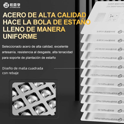 Plataforma de reballing de chips de placa de intercambio iP SET (10 modelos azules + 11 plantillas + 1 base)