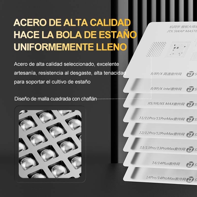 Plataforma de reballing de chips de placa de intercambio iP SET (10 modelos azules + 11 plantillas + 1 base)