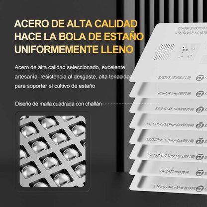 Plataforma de reballing de chips de placa de intercambio iP SET (10 modelos azules + 11 plantillas + 1 base)