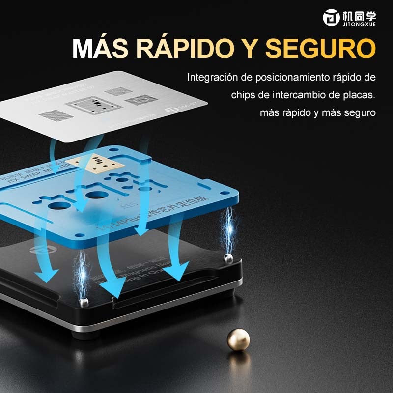 Plataforma de reballing de chips de placa de intercambio iP SET (10 modelos azules + 11 plantillas + 1 base)
