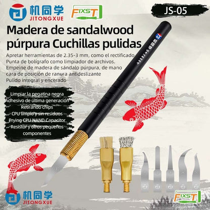 JS-05 Juego de cuchillas JTX con mango de sándalo morado