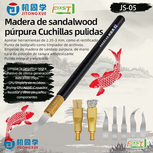JS-05 Juego de cuchillas JTX con mango de sándalo morado