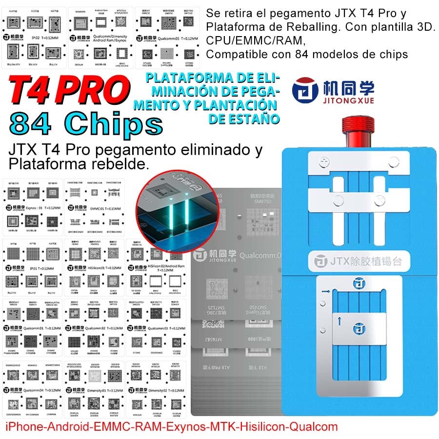 Plataforma de eliminación de pegamento y reballing de chips T4PRO CPU