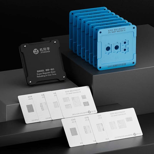 Plataforma de reballing de chips de placa de intercambio iP SET (10 modelos azules + 11 plantillas + 1 base)