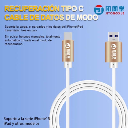 Cable de recuperación JTX i15 Intermitente Carga Transmisión de datos 3 en 1 Soporta iPhone tipo C iPad