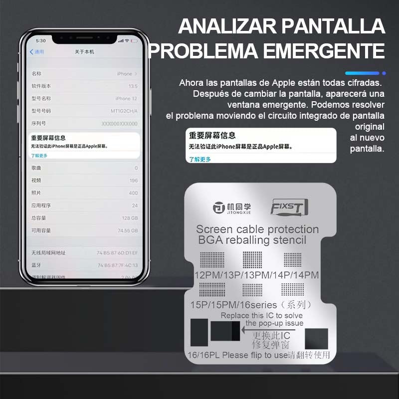 IC de pantalla JTX Juego de plantillas de pulido y reballing 4 tipos