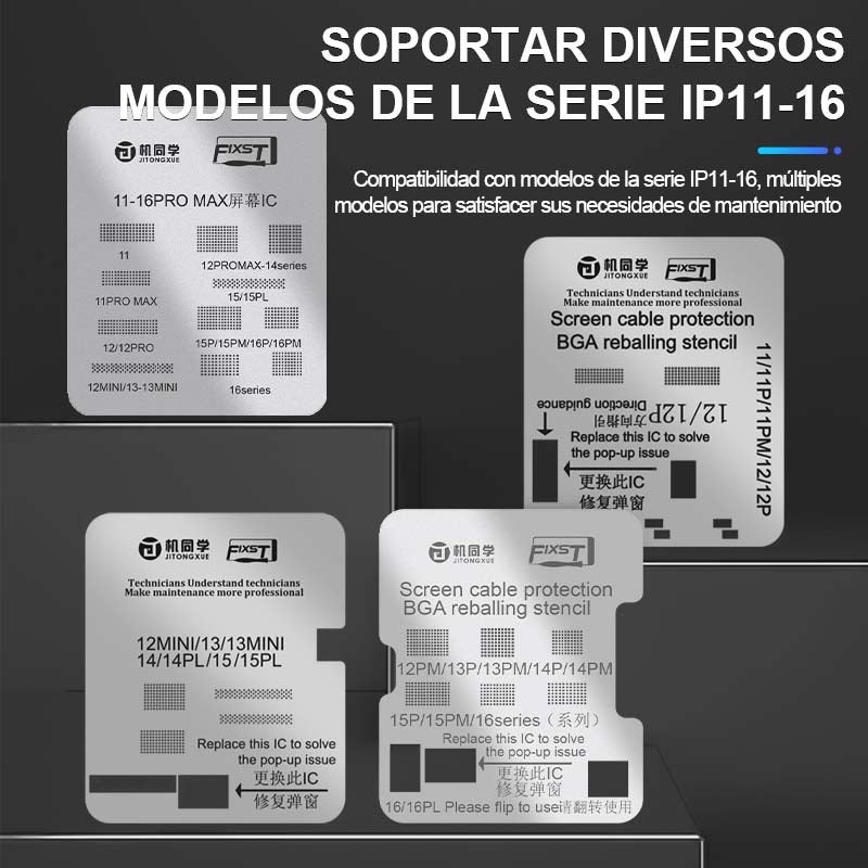 IC de pantalla JTX Juego de plantillas de pulido y reballing 4 tipos