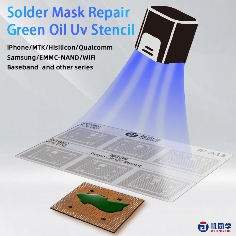 JTX Green Oil UV Stencil GS-01 Full Set 100 models iPhone/MTK/Hisilicon/ Qualcomm/Samsung/ EMMC-NAND/WIFI/Baseband