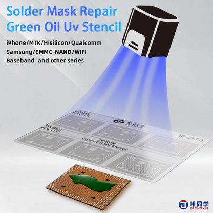 JTX Green Oil UV Stencil GS-01 Full Set 100 models iPhone/MTK/Hisilicon/ Qualcomm/Samsung/ EMMC-NAND/WIFI/Baseband