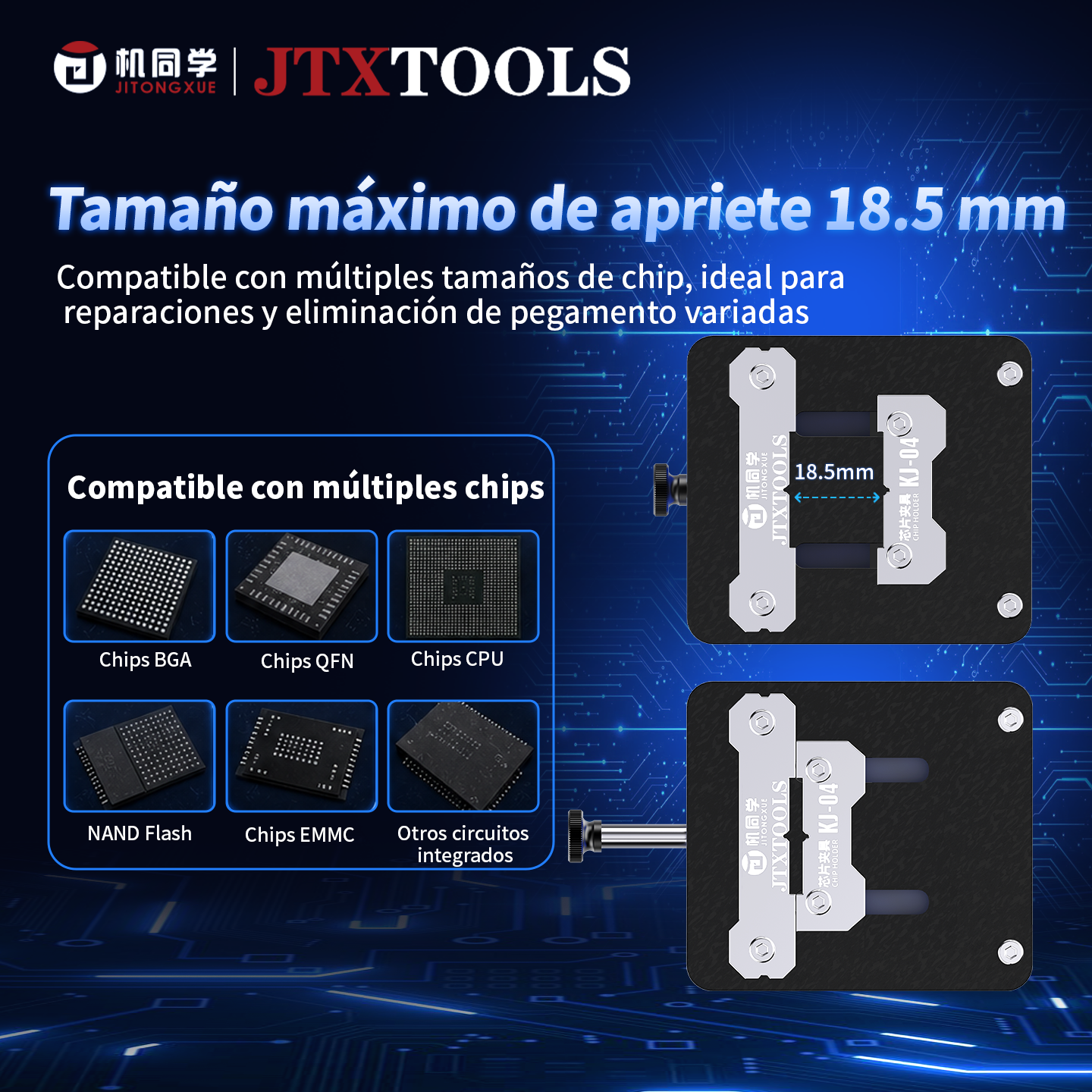 Soporte para chip JTX KJ-04 tipo prensa.