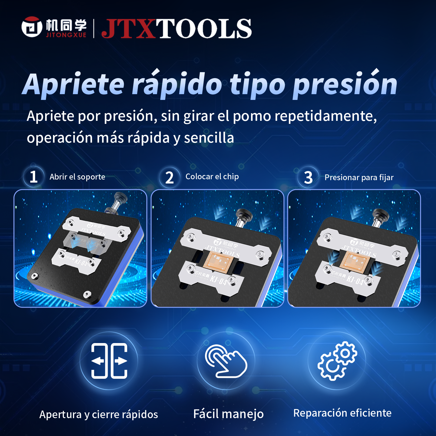 Soporte para chip JTX KJ-04 tipo prensa.