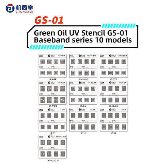 Green Oil UV Stencil GS-01 Baseband series 10 models