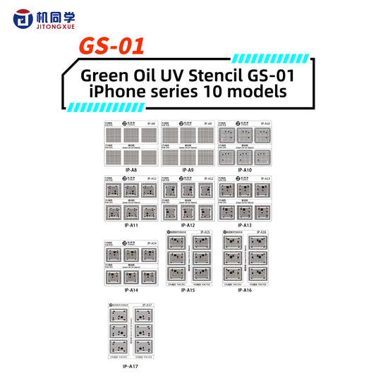 Green Oil UV Stencil GS-01 iPhone series 10 models